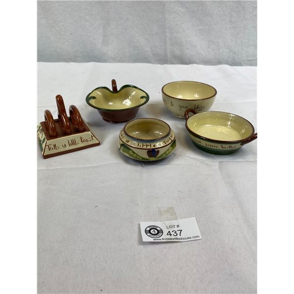 Nice Made in England Pottery Lot. Torquay Pottery Motto Ware