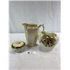 Image 1 : Nice Vintage Made In Japan Home Décor Lot With Nice Luster, Vase, Pitcher, And Lidded Jar
