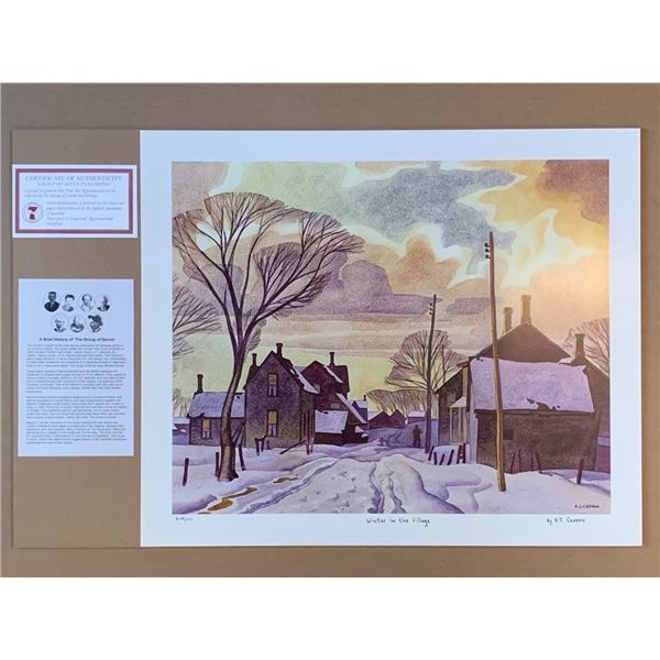 Limited Edition Print Winter in The Village By A.J. Casson Group of 7 Member