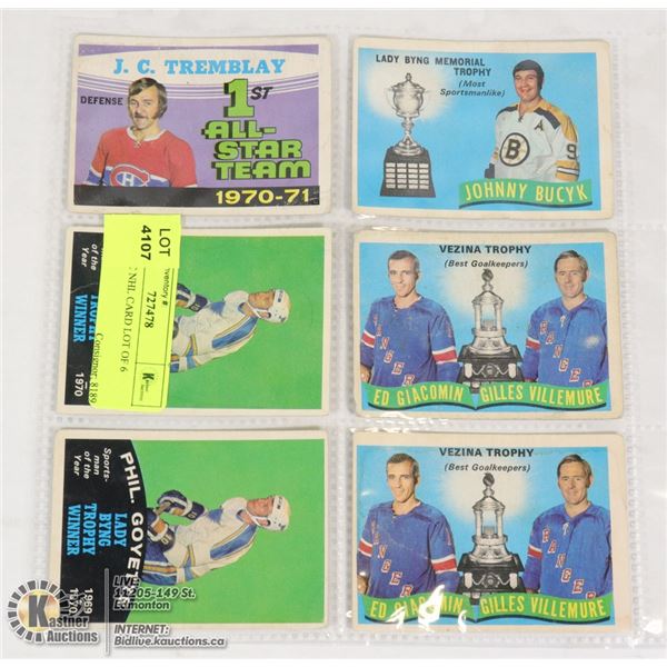 1970S OPC NHL CARD LOT OF 6