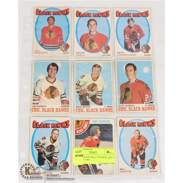 1970S CHICAGO BLACKHAWKS NHL 9 CARD LOT OPC