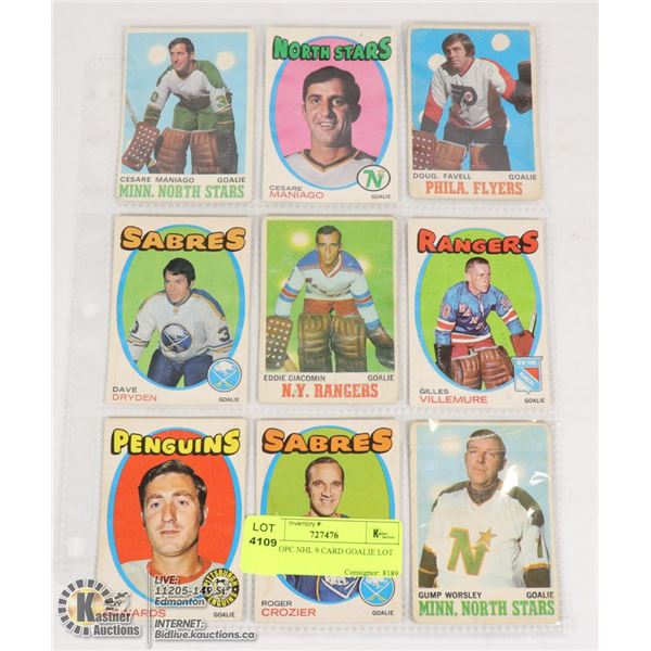 1970S OPC NHL 9 CARD GOALIE LOT