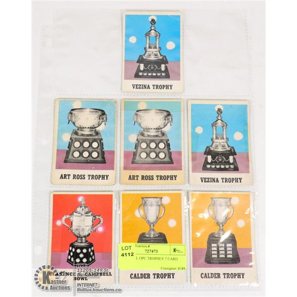 1970S NHL OPC TROPHY 7 CARD LOT