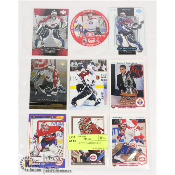 PATRICK ROY 9 CARD NHL LOT