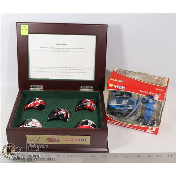 ESPN NASACAR MINI HELMET COLLECTOR SET W/ COA &