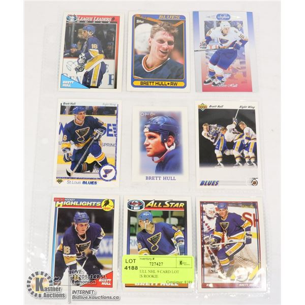 BRETT HULL NHL 9 CARD LOT INCLUDES ROOKIE