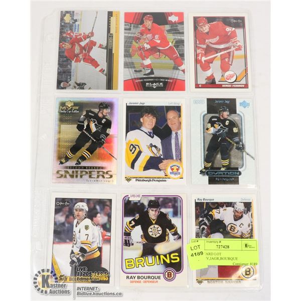 NHL 9 CARD LOT FEDEROV,JAGR,BOURQUE