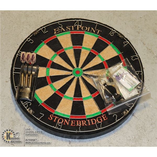 EASTPOINT DART BOARD WITH SET OF DARTS AND