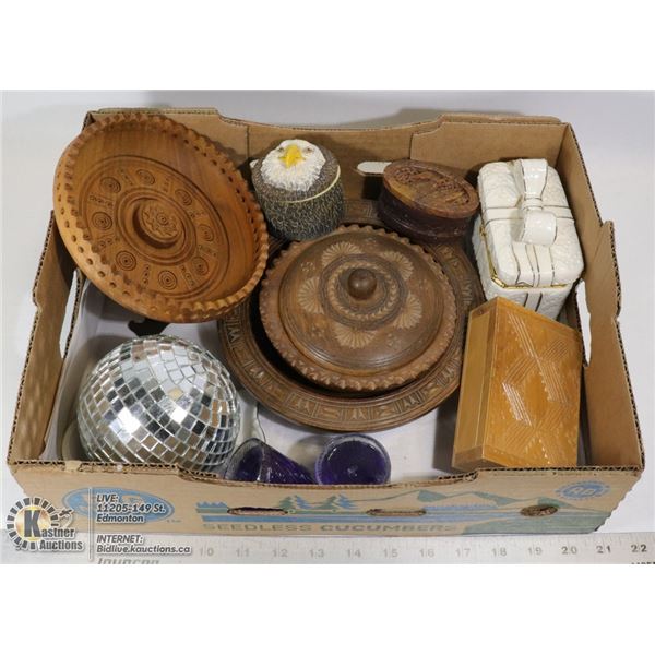 BOX WITH TRINKET BOXES, EAGLE BOOK MARK, HAND