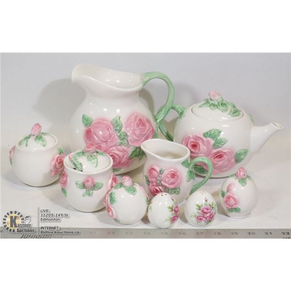 PINK ROSES TUSCANY COLLECTION TEAPOT & MORE