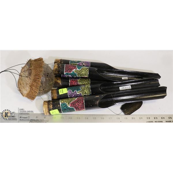 LARGE COCONUT BIRDHOUSE AND CHIMES MADE IN