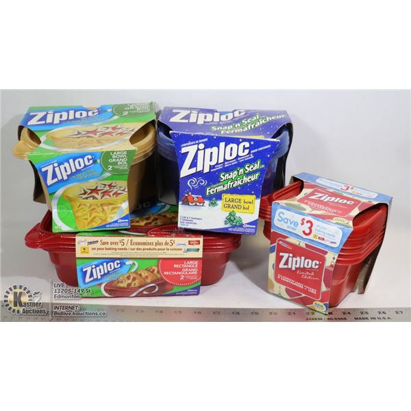 LOT OF ZIPLOC STORAGE CONTAINERS
