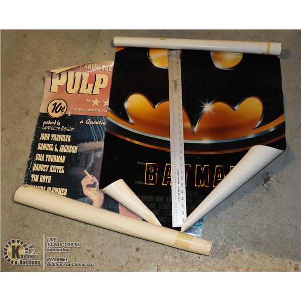 2 VINTAGE MOVIE POSTERS PULP FICTION & BATMAN