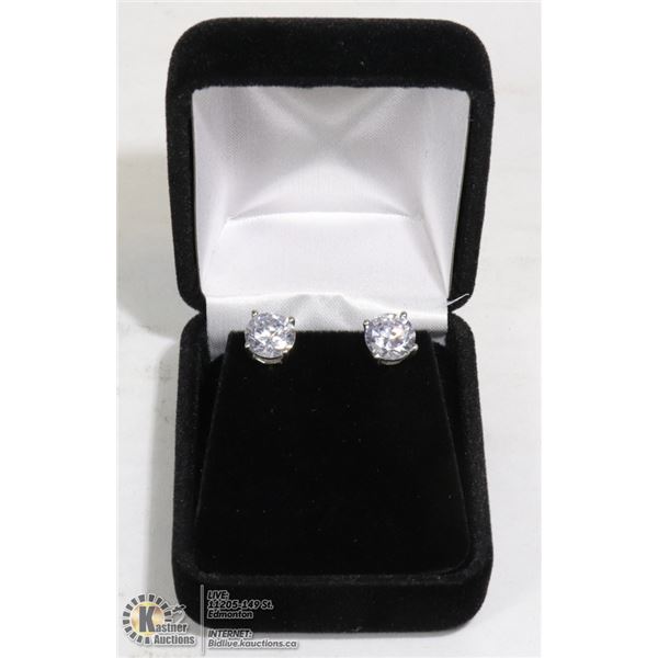 STERLING SILVER 2 CT CZ DIAMOND EARRINGS