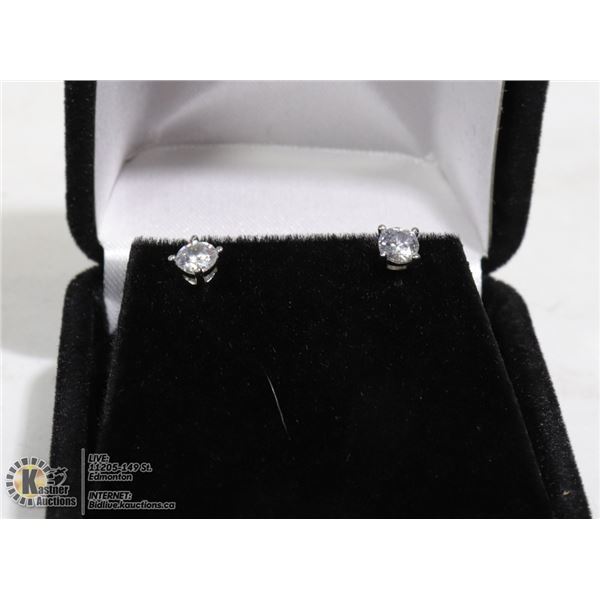 STERLING SILVER .25 CT CZ DIAMOND EARRINGS