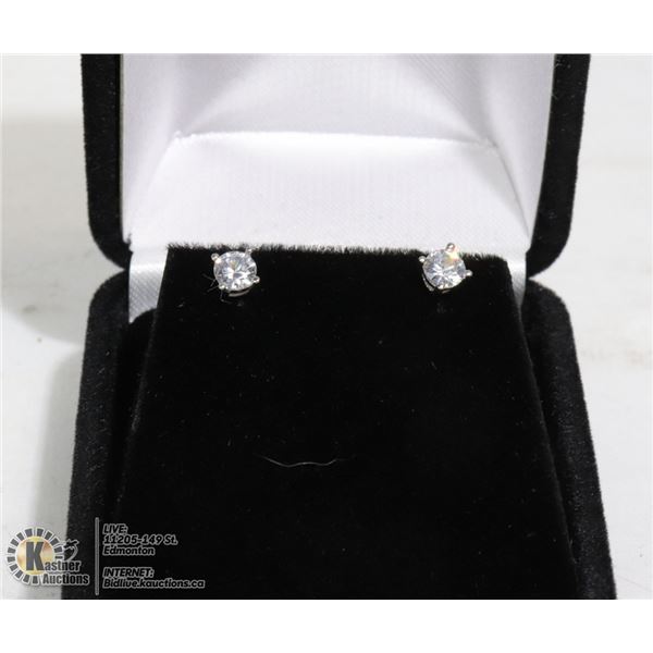 STERLING SILVER .25 CT CZ DIAMOND EARRINGS