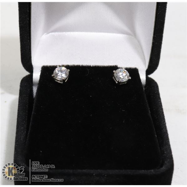 STERLING SILVER .50 CT CZ DIAMOND EARRINGS