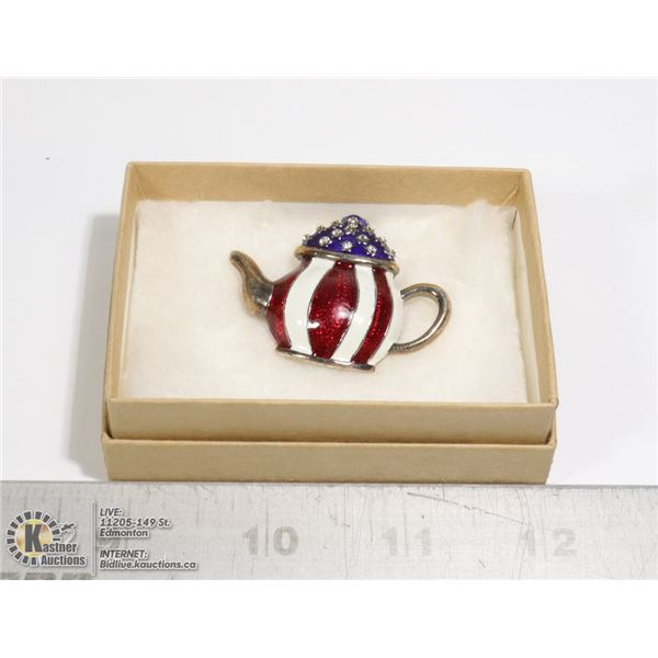 VINTAGE PATRIOTIC TEA PARTY BROOCH