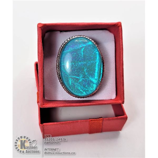 28)  LARGE OVAL AUSTRALIAN BLUE FIRE OPAL