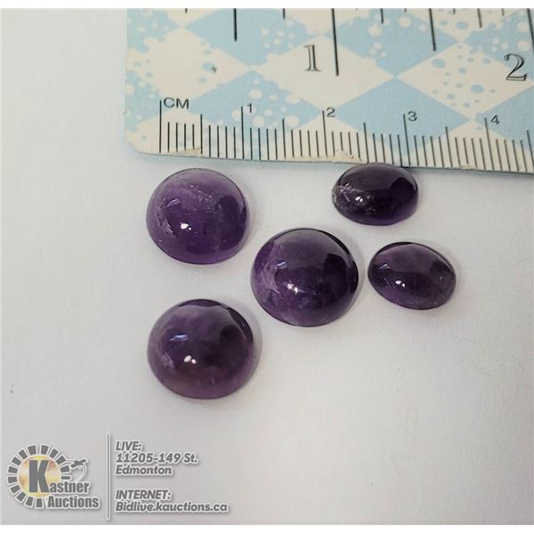 13)  LOT OF 5 NATURAL AMETHYST GEMSTONES