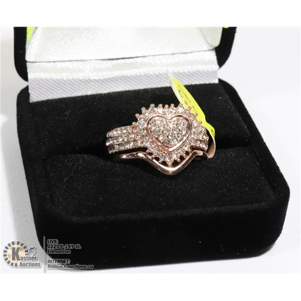 925 SILVER GOLD PLATED RING SZ 9