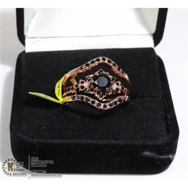 3PC 925 SILVER GOLD PLATED RING SET SZ 10