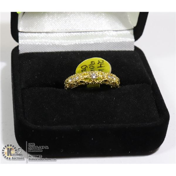 925 SILVER 24K GOLD PLATED RING SZ 5