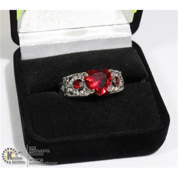 SILVER PLATED HEART RING SZ 9