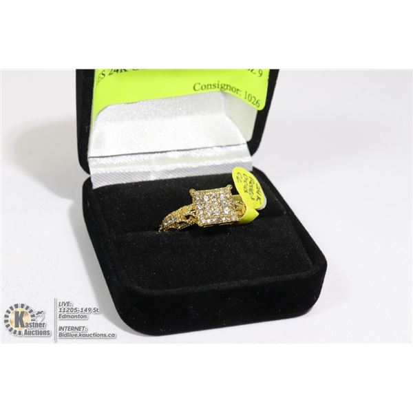 LADIES 24K GOLD PLATED RING SZ 9