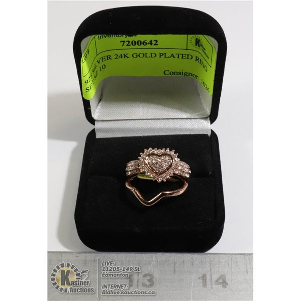 925 SILVER 24K GOLD PLATED RING SET SZ 10