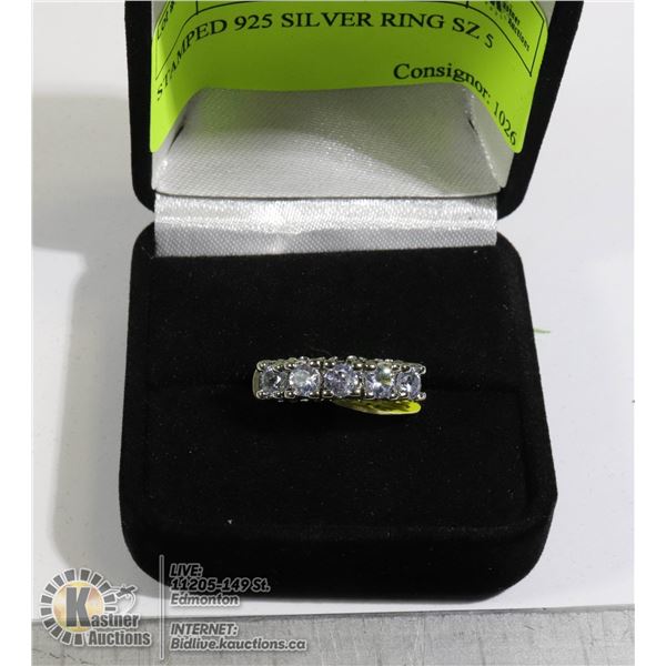 STAMPED 925 SILVER RING SZ 5