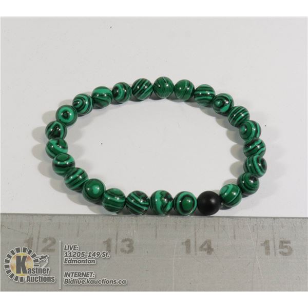#299-GREEN MALACHITE / MATTE BEAD BRACELET