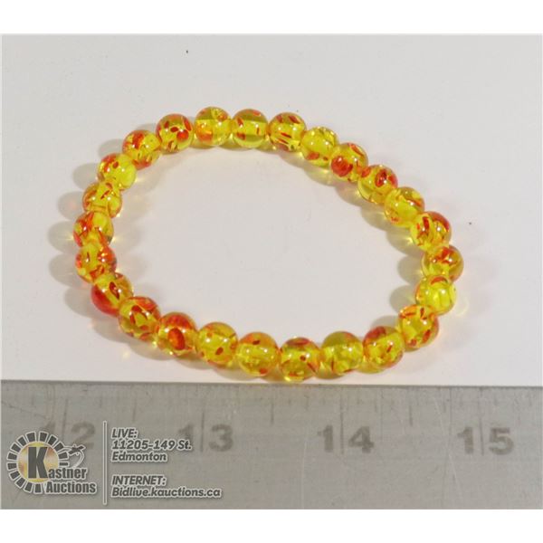 #301-RESIN BEAD BRACELET 7.5"/ 8mm