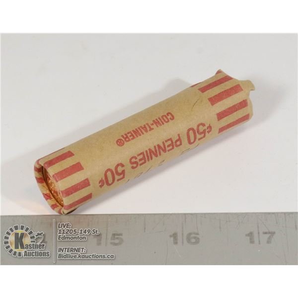 UNCIRCULATED ROLL OF 1963 CANADIAN PENNIES