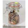 Image 1 : JAR WITH OLD MIXED WORLD COINS & PENNIES