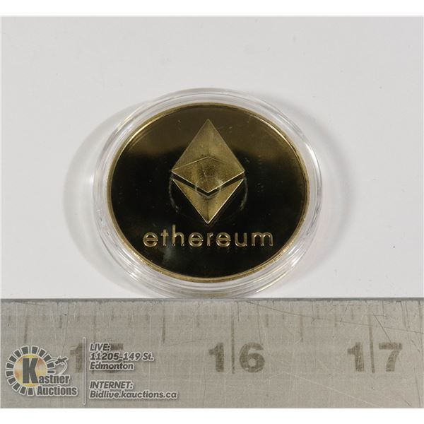 GOLD ETHEREUM (ETH) COIN IN PROTECTIVE CASE