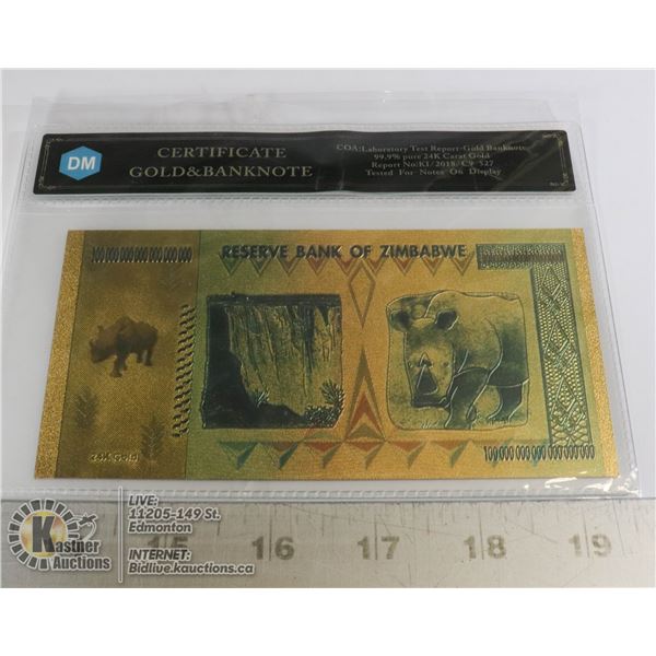 17)  COLORIZED GOLD FOIL 100 QUINTILLION