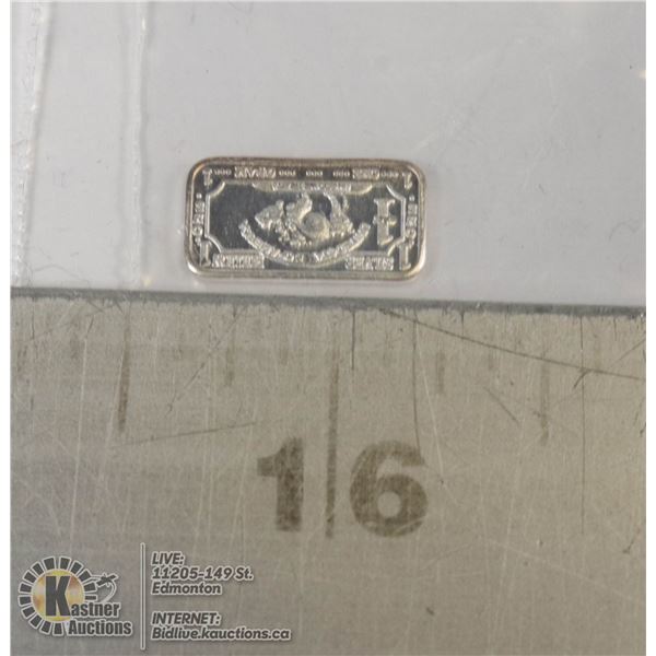 1 GRAM FINE .999 SILVER BUFFALO ART BAR