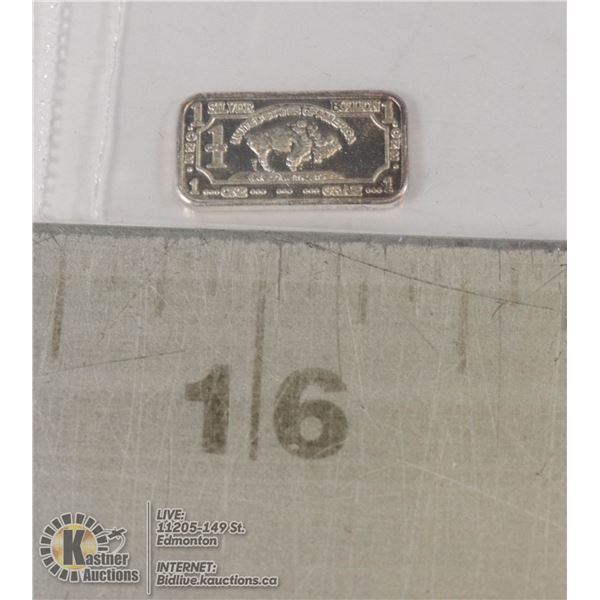 1 GRAM FINE .999 SILVER BUFFALO ART BAR