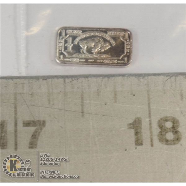 1 GRAM FINE .999 SILVER BUFFALO ART BAR