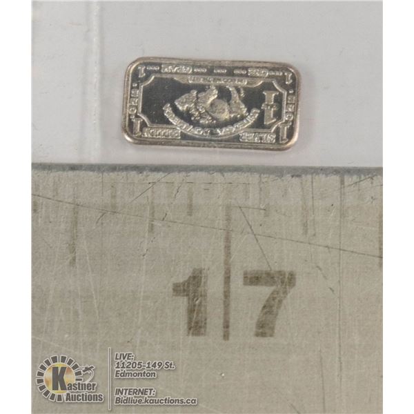 1 GRAM FINE .999 SILVER BUFFALO ART BAR