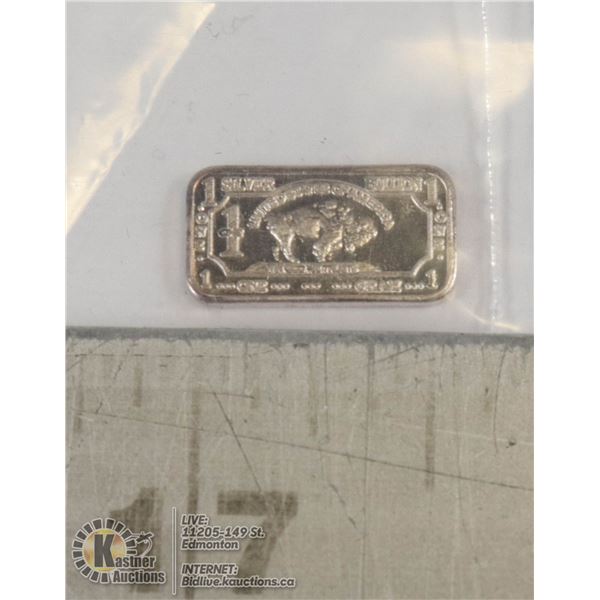 1 GRAM FINE .999 SILVER BUFFALO ART BAR