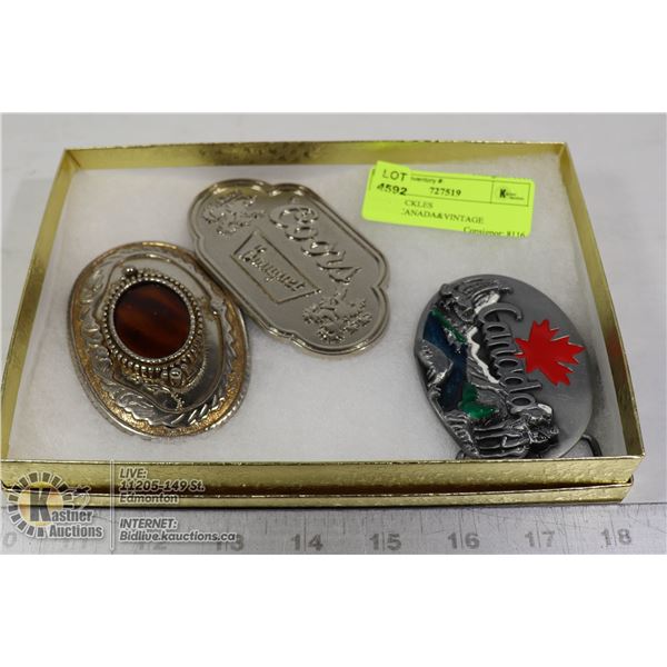 BELT BUCKLES COORS,CANADA&VINTAGE WESTERN