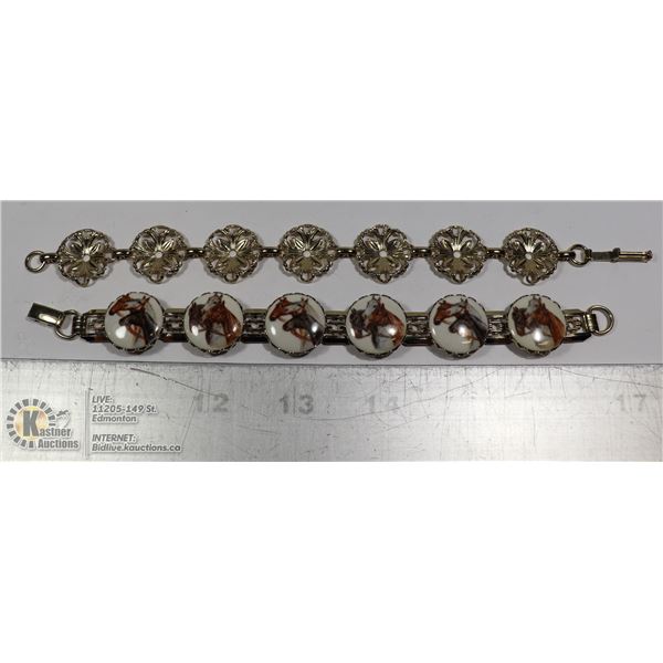 VINTAGE HORSE & GOLD FILLIGREE BRACELETS