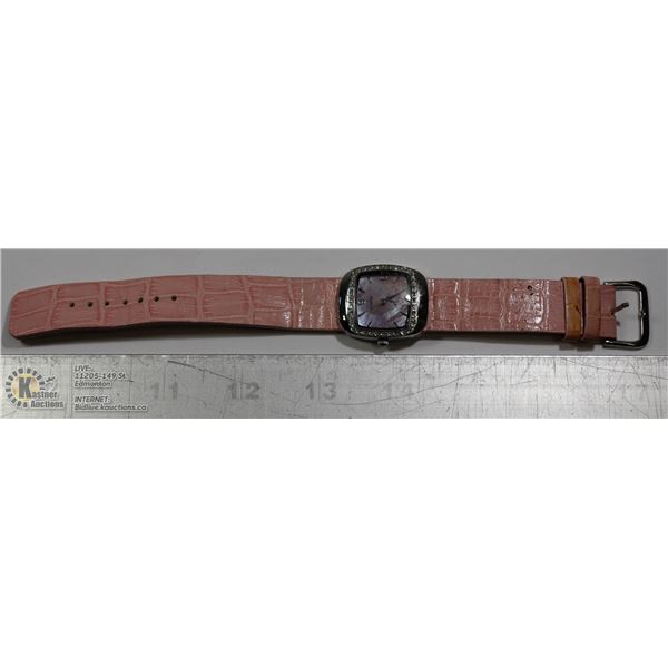 PINK MOTHER OF PEARL LADIES WATCH DIAMOND BEZEL