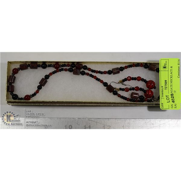 GARNET & AGATE NECKLACE & EARRING SET