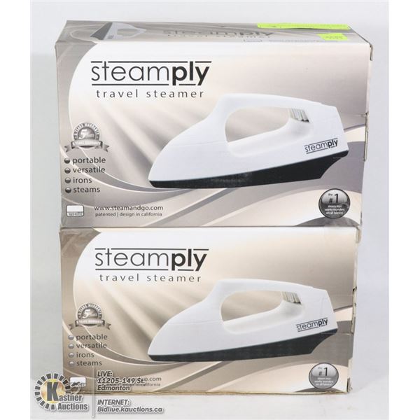 2 NEW WHITE STEAMPLY TRAVEL STEAMERS