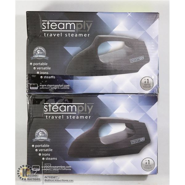 2 NEW BLACK STEAMPLY TRAVEL STEAMERS