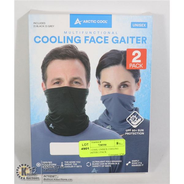 ARCTIC COOL UNISEX COOLING FACE GAITER 2 PACK