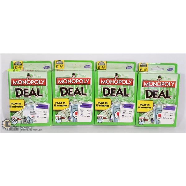 LOT OF FOUR MONOPOLY DEAL CARD GAME